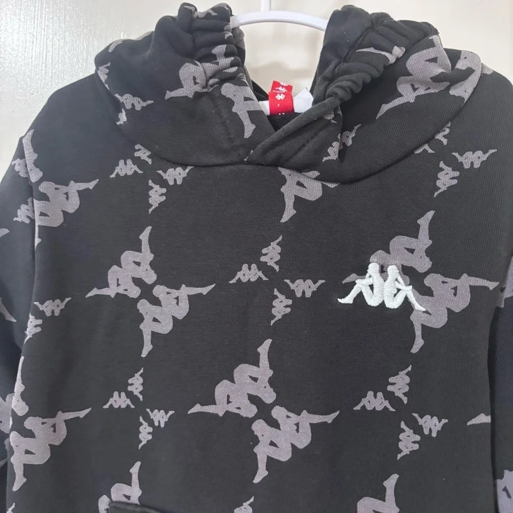 Kappa Kids Black gray Logo Hooded Sweatshirt size 6
